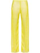 Supriya Lele Wide Leg Silk Chiffon Trousers - Yellow