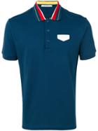 Givenchy - Striped Collar Polo Shirt - Men - Cotton/calf Leather - L, Blue, Cotton/calf Leather