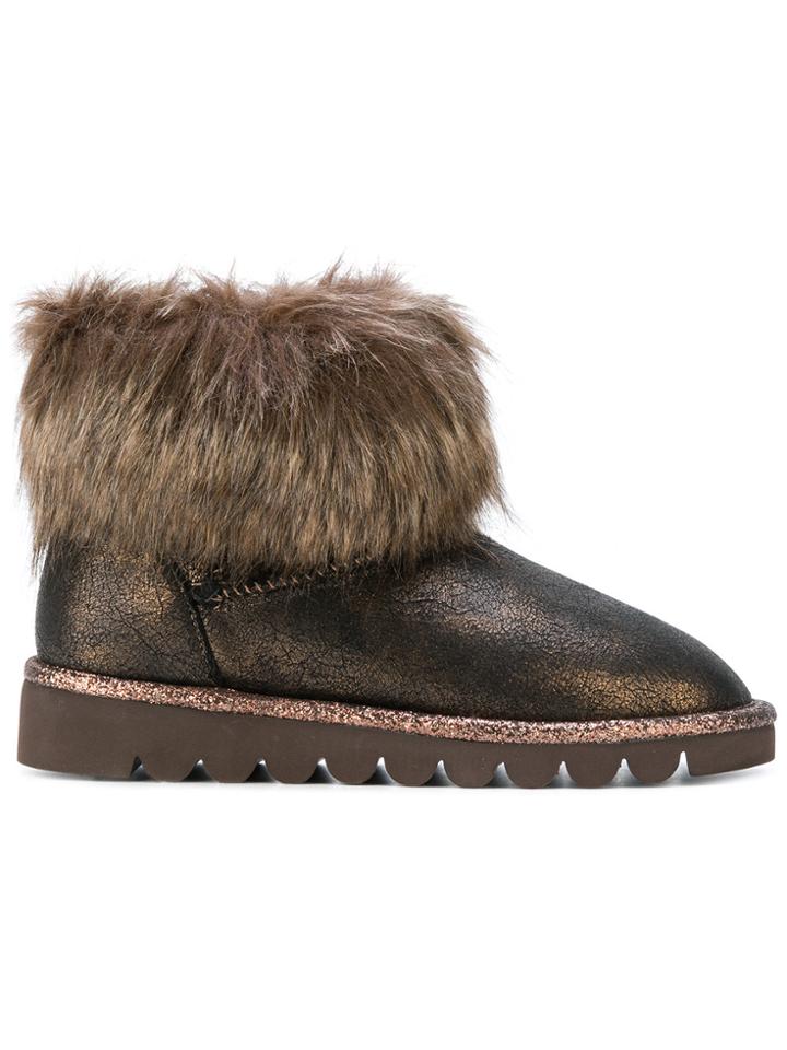 Twin-set Fur Trim Ankle Boots - Brown