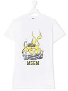 Msgm Kids Teen Car Graphic T-shirt - White