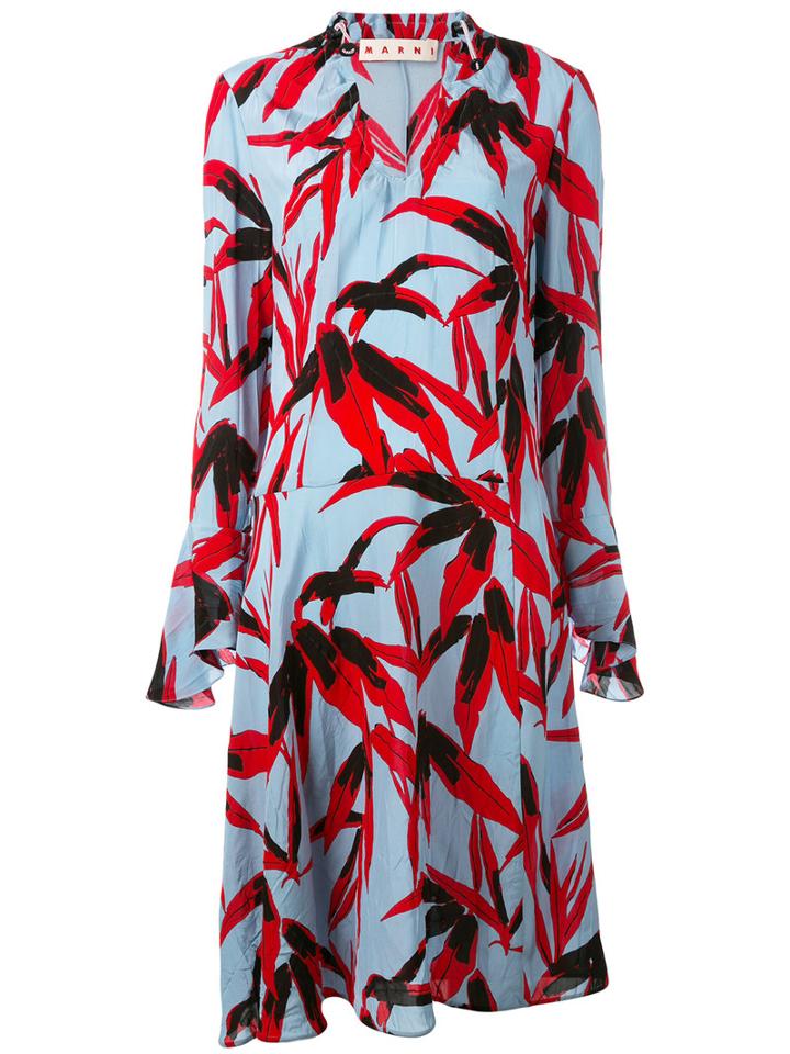 Marni Swash Print Midi Dress, Women's, Size: 40, Blue, Viscose