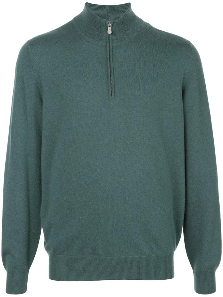 Brunello Cucinelli Half-zip Long Sleeve Sweater - Green