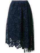 No21 - Embroidered Asymmetric Skirt - Women - Silk/polyester/acetate - 40, Women's, Blue, Silk/polyester/acetate