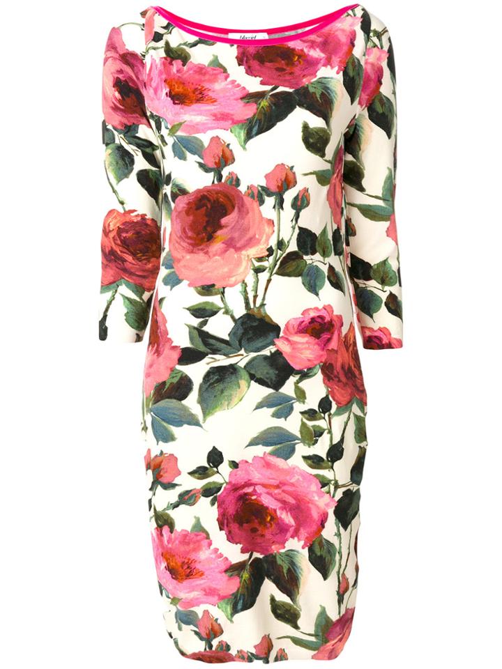 Blugirl Roses Print Fitted Dress - Multicolour