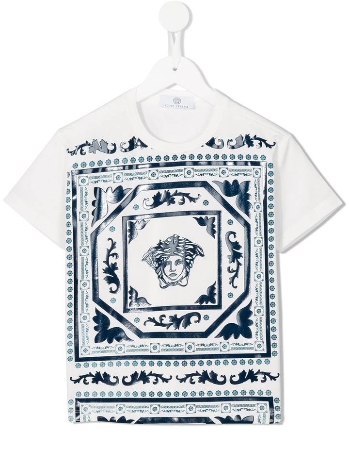 Young Versace Medusa Print T-shirt, Boy's, Size: 6 Yrs, White