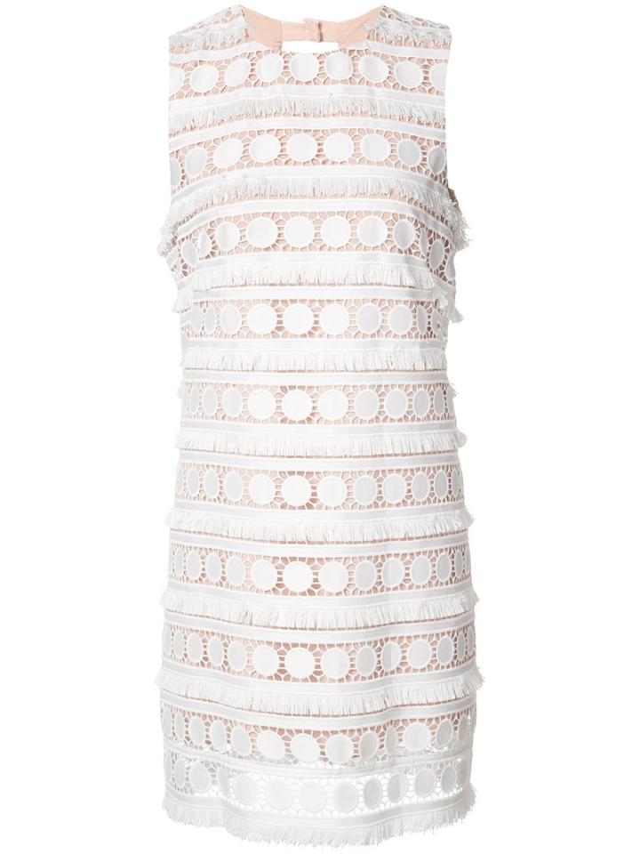 Nicole Miller Broderie Anglaise Shift Dress, Women's, Size: 4, White, Polyester