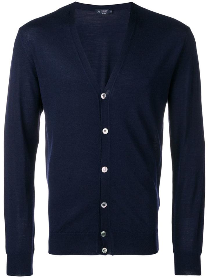 Hackett V-neck Button Front Cardigan - Blue