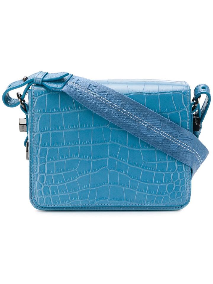 Off-white Embossed Crossbody Bag - Blue