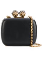 Alexander Mcqueen - Queen And King Skeleton Box Clutch - Women - Leather/metal/glass - One Size, Black, Leather/metal/glass
