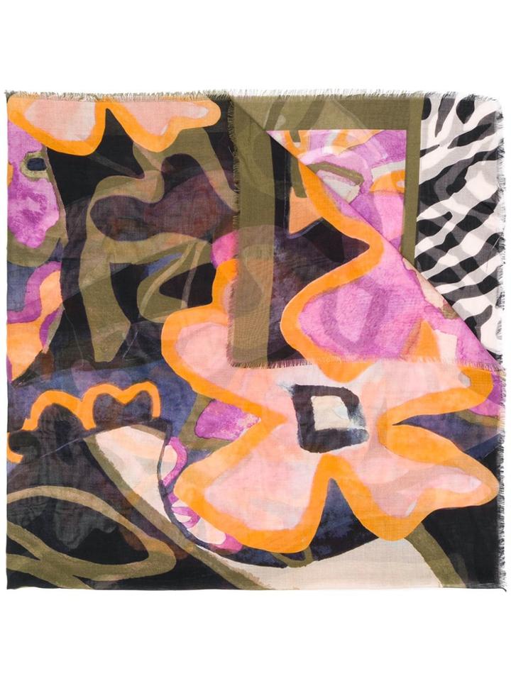 Luisa Cerano Abstract Print Scarf - Orange