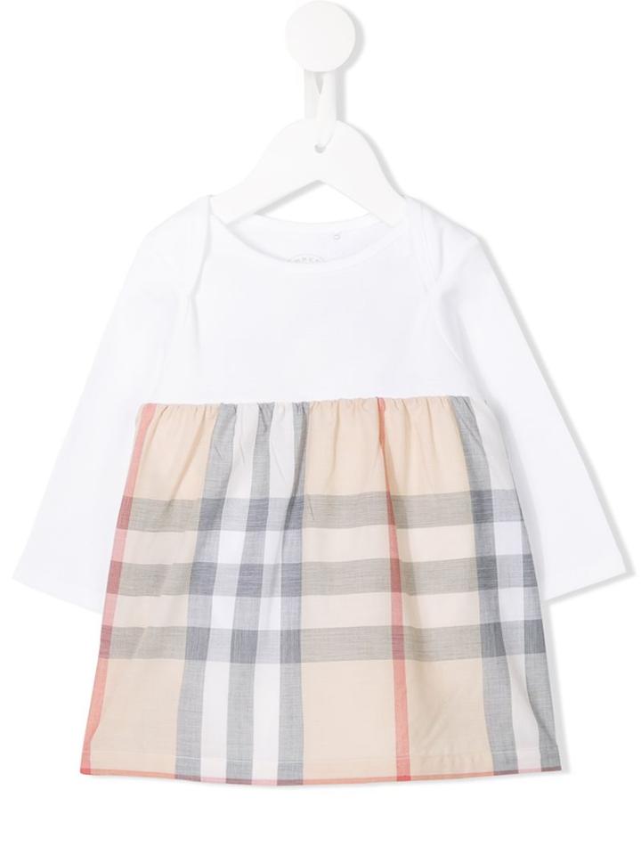 Burberry Kids - Checked Panel Dress - Kids - Cotton - 12 Mth, Red