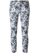 Michael Michael Kors Floral Print Skinny Jeans, Women's, Size: 6, White, Cotton/spandex/elastane