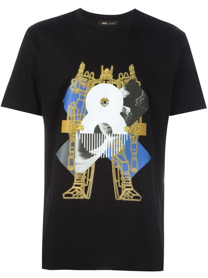 Mcm Logo Print T-shirt, Adult Unisex, Size: Xxl, Black, Cotton