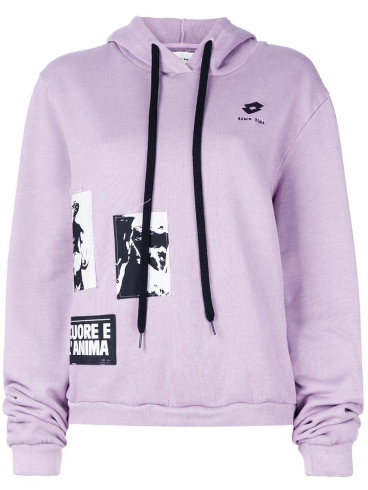 Damir Doma Patch-work Hooded Sweatshirt - Pink & Purple