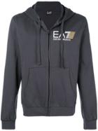 Ea7 Emporio Armani Zip Front Logo Hoodie - Grey