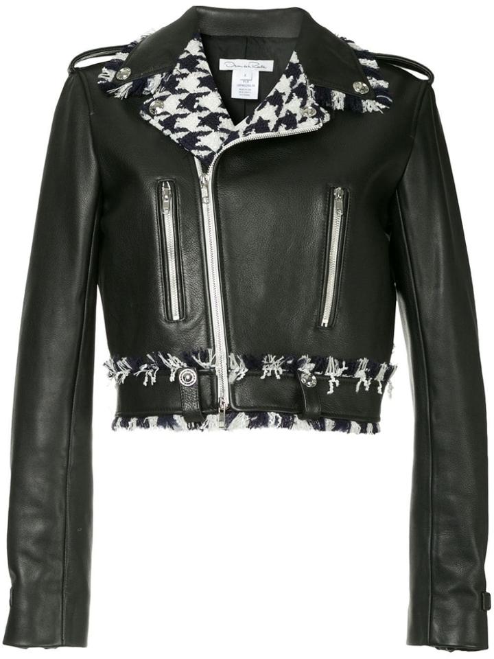 Oscar De La Renta Fringe-detail Biker Jacket - Black