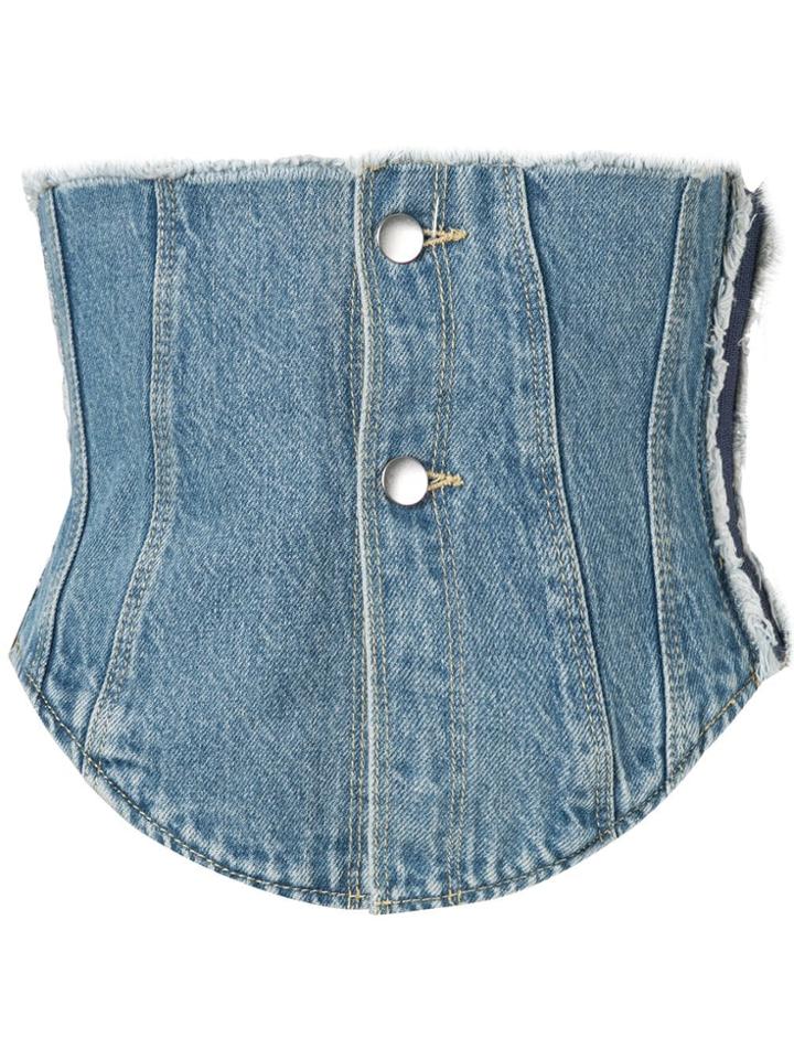 Ground Zero Button Denim Corset - Blue