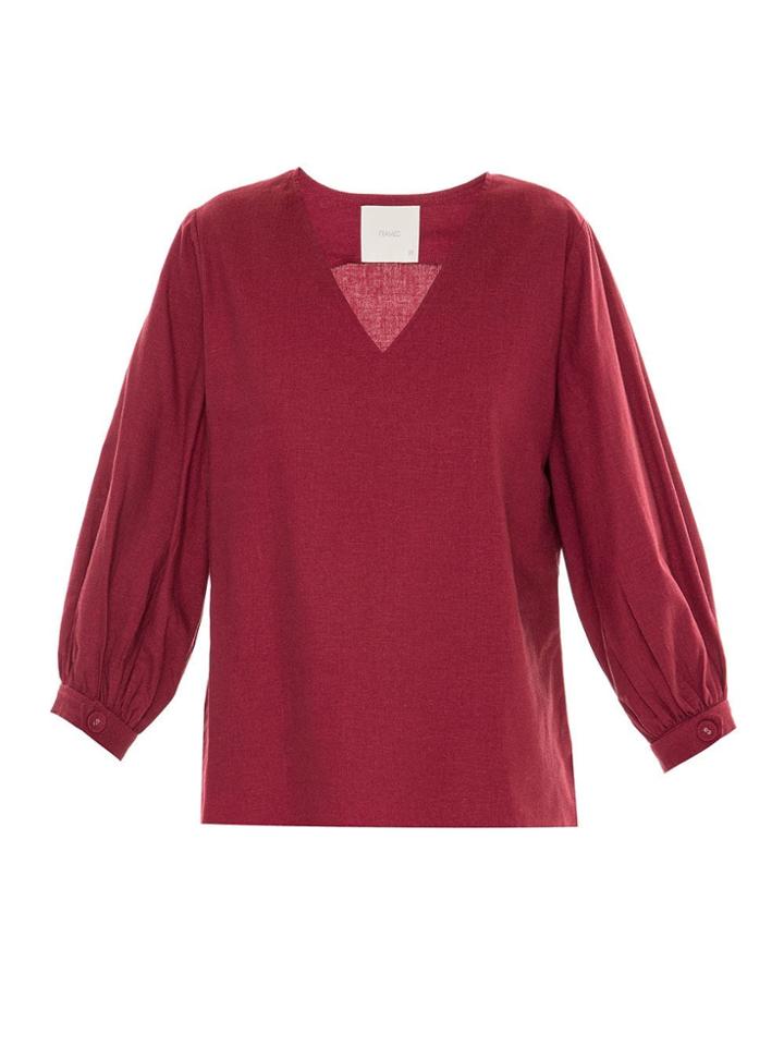 Framed Long Sleeved Blouse - Red