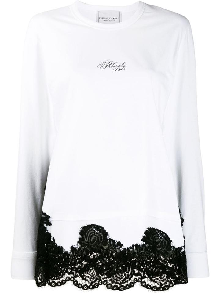 Philosophy Di Lorenzo Serafini Lace Hem Jersey Top - White