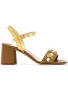 Miu Miu Embellished Strap Sandals - Brown