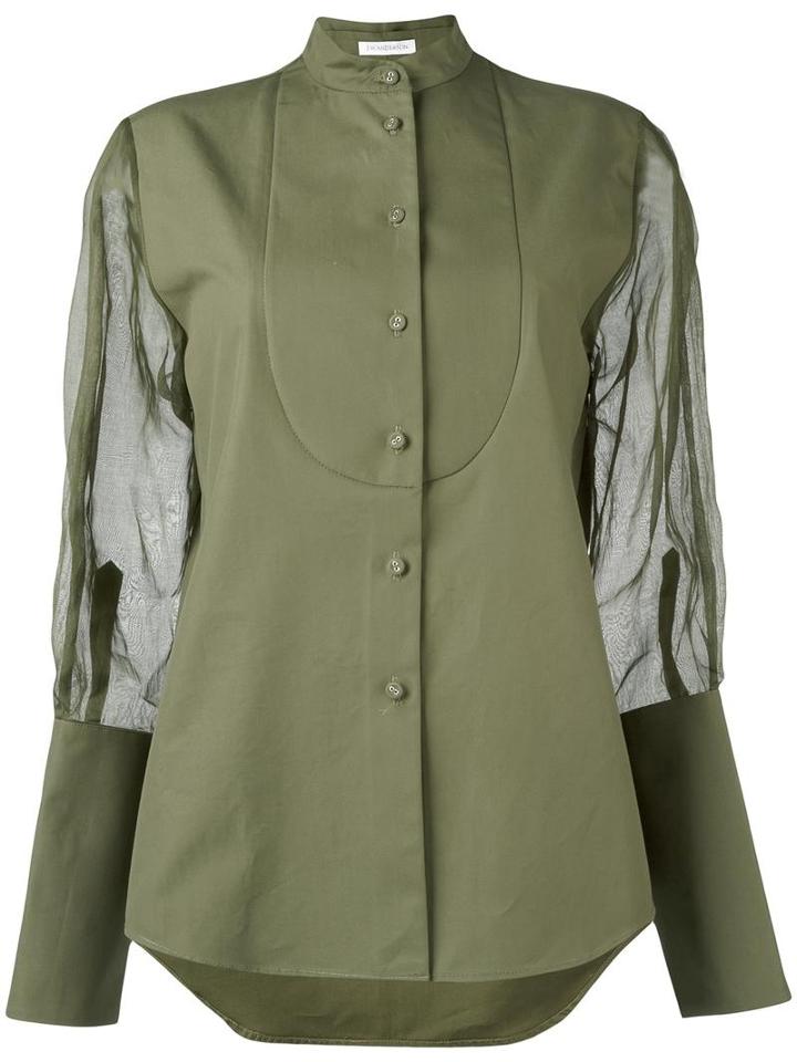 J.w.anderson 'tuxedo' Sheer Sleeve Shirt, Women's, Size: 8, Green, Cotton