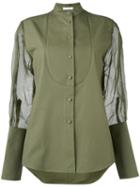 J.w.anderson 'tuxedo' Sheer Sleeve Shirt, Women's, Size: 8, Green, Cotton