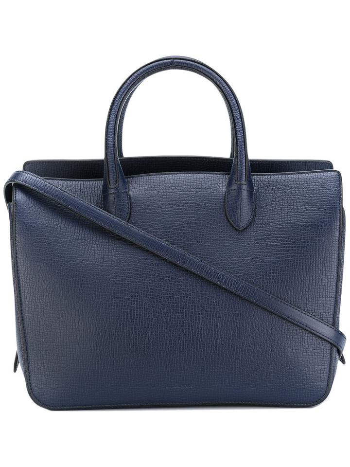 Jil Sander Textured Tote, Women's, Blue, Leather
