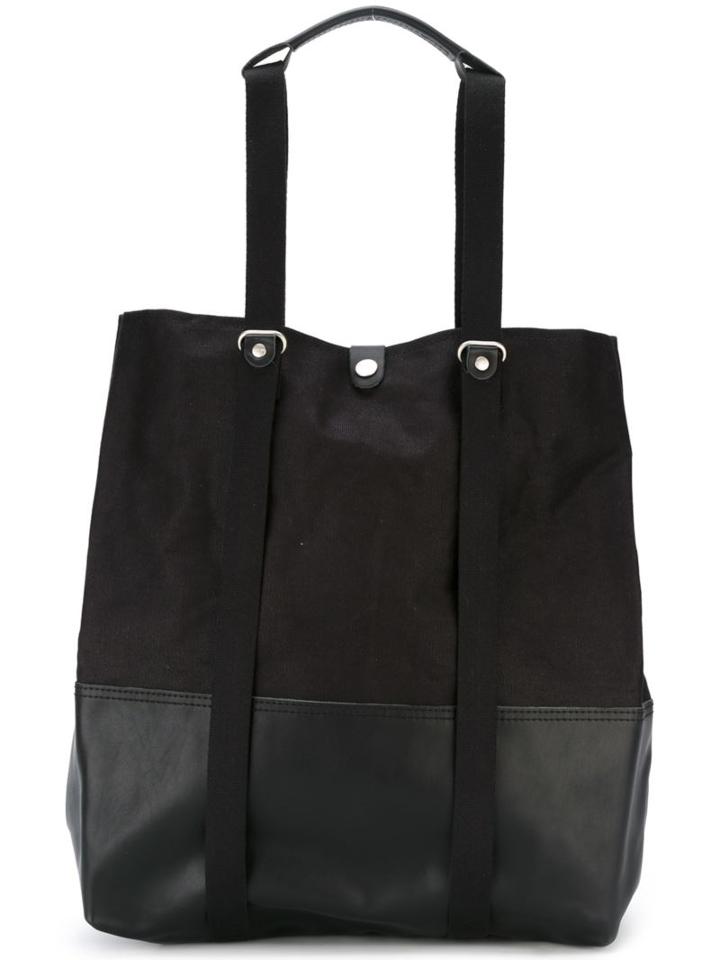 Qwstion Multi-strap Tote Bag, Adult Unisex, Black, Leather/linen/flax