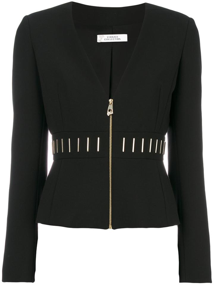 Versace Collection Zipped Fitted Jacket - Black
