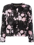 Giambattista Valli Embroidered Flower Jacket, Women's, Size: 44, Black, Cotton/polyamide/polyacrylic/viscose