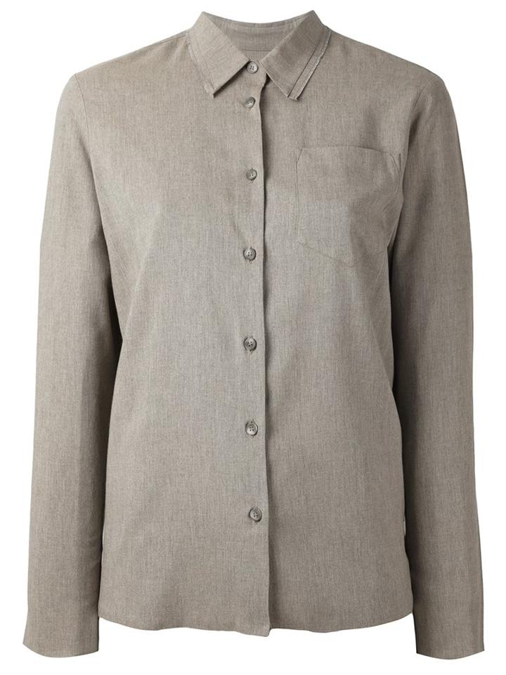 Mm6 Maison Margiela Long Sleeve Buttoned Shirt, Women's, Size: 42, Nude/neutrals, Viscose