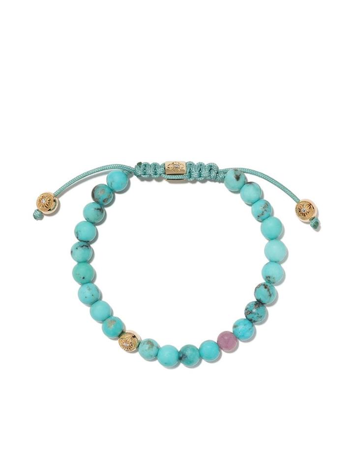 Shamballa Jewels 18kt Yellow Gold, Diamond And Turquoise Non-braided