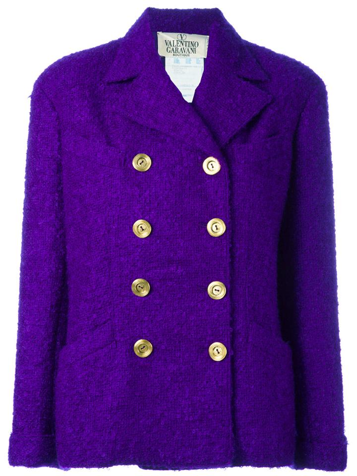 Valentino Vintage Double Breasted Boucle Jacket - Pink & Purple