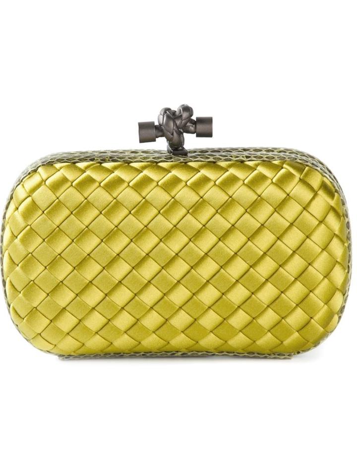 Bottega Veneta Knot Box Clutch, Women's, Green, Rayon