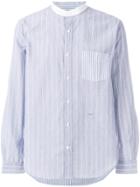 Closed Striped Mandarin Collar Shirt - Blue