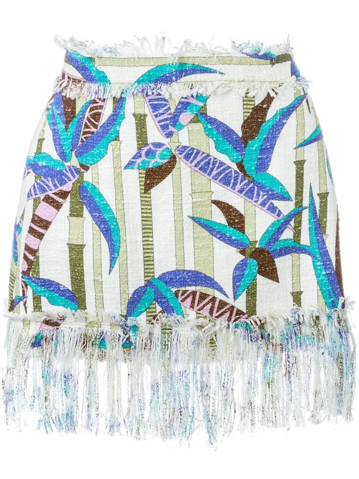 Msgm Printed Frayed Skirt, Women's, Size: 42, Cotton/viscose/polyester