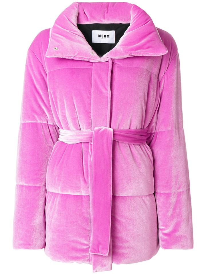 Msgm Textured Puffer Jacket - Pink & Purple