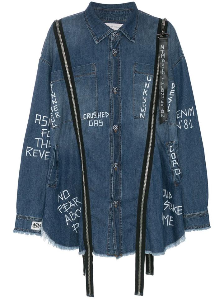 Faith Connexion Ntmb Oversized Denim Shirt - Blue