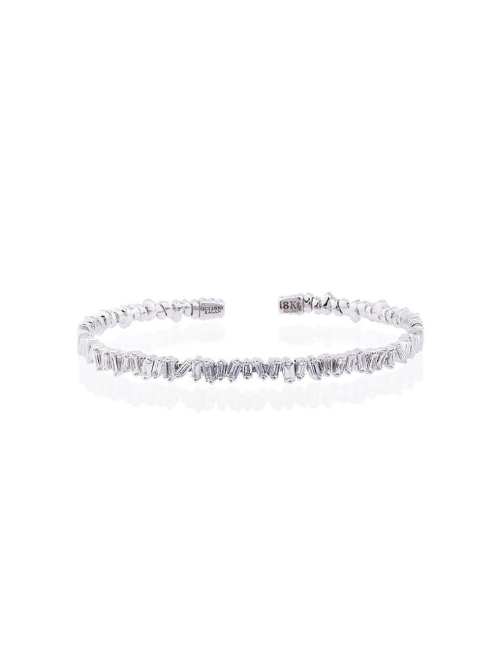 Suzanne Kalan 18k White Gold And Diamond Fireworks Classic Baguette