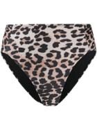 Ganni Leopard Print Bikini Briefs - Neutrals