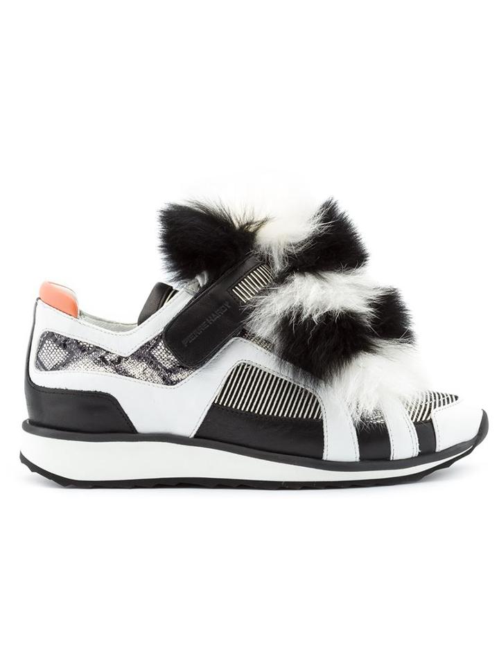 Pierre Hardy Fox Fur Detail Panelled Sneakers