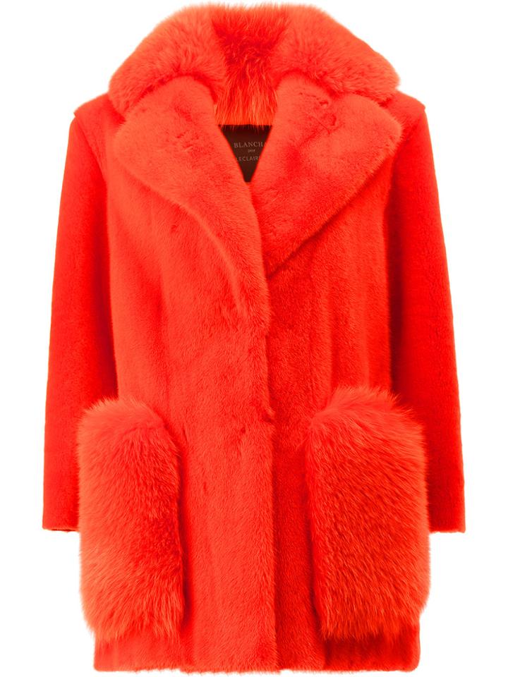Blancha Oversized Fur Coat - Yellow & Orange