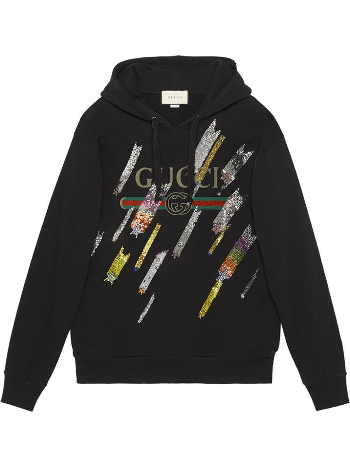 Gucci Gucci Logo Sweatshirt With Shooting Stars - Black