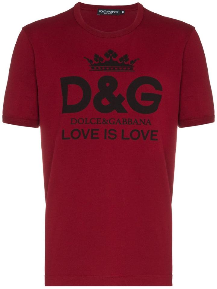 Dolce & Gabbana Love Is Love Logo Print Cotton T-shirt - Red