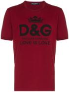 Dolce & Gabbana Love Is Love Logo Print Cotton T-shirt - Red