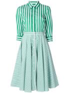 Peter Taylor Striped Shirt Dress - Green