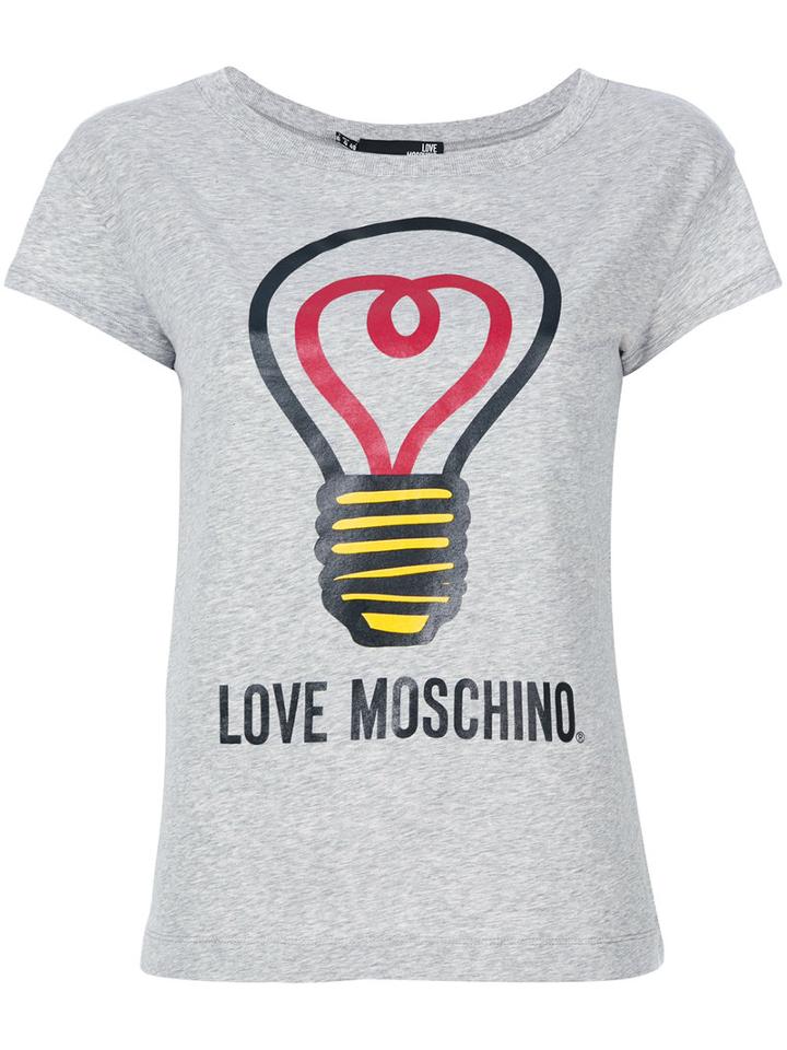 Love Moschino - Lightbulb Print T-shirt - Women - Cotton/spandex/elastane - 44, Grey, Cotton/spandex/elastane