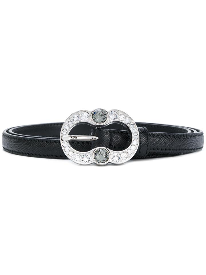 Prada Embellished Buckle Belt - Black