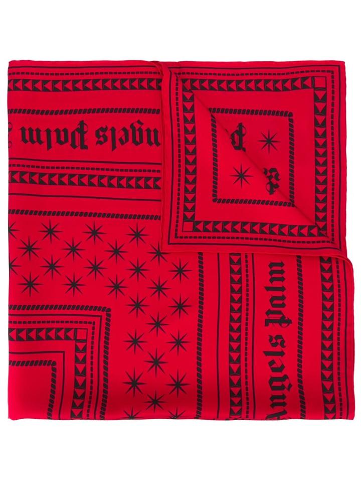 Palm Angels Logo Print Scarf, Women's, Red, Silk