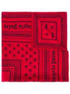 Palm Angels Logo Print Scarf, Women's, Red, Silk
